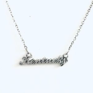 Kentucky Silver Script Necklace